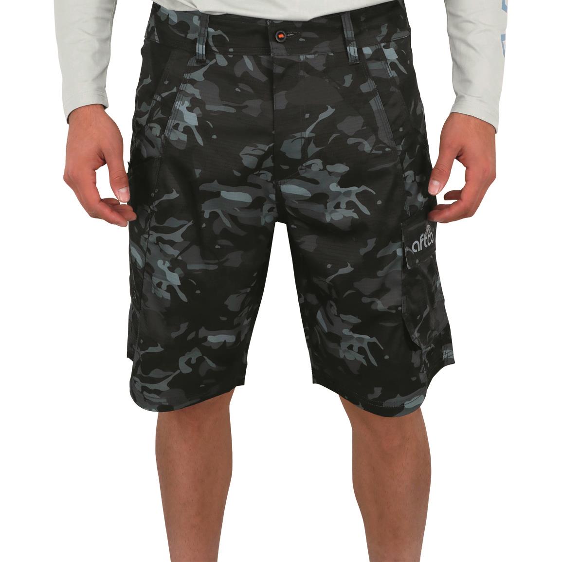 AFTCO Men's Tactical Fishing Shorts, Black Camo