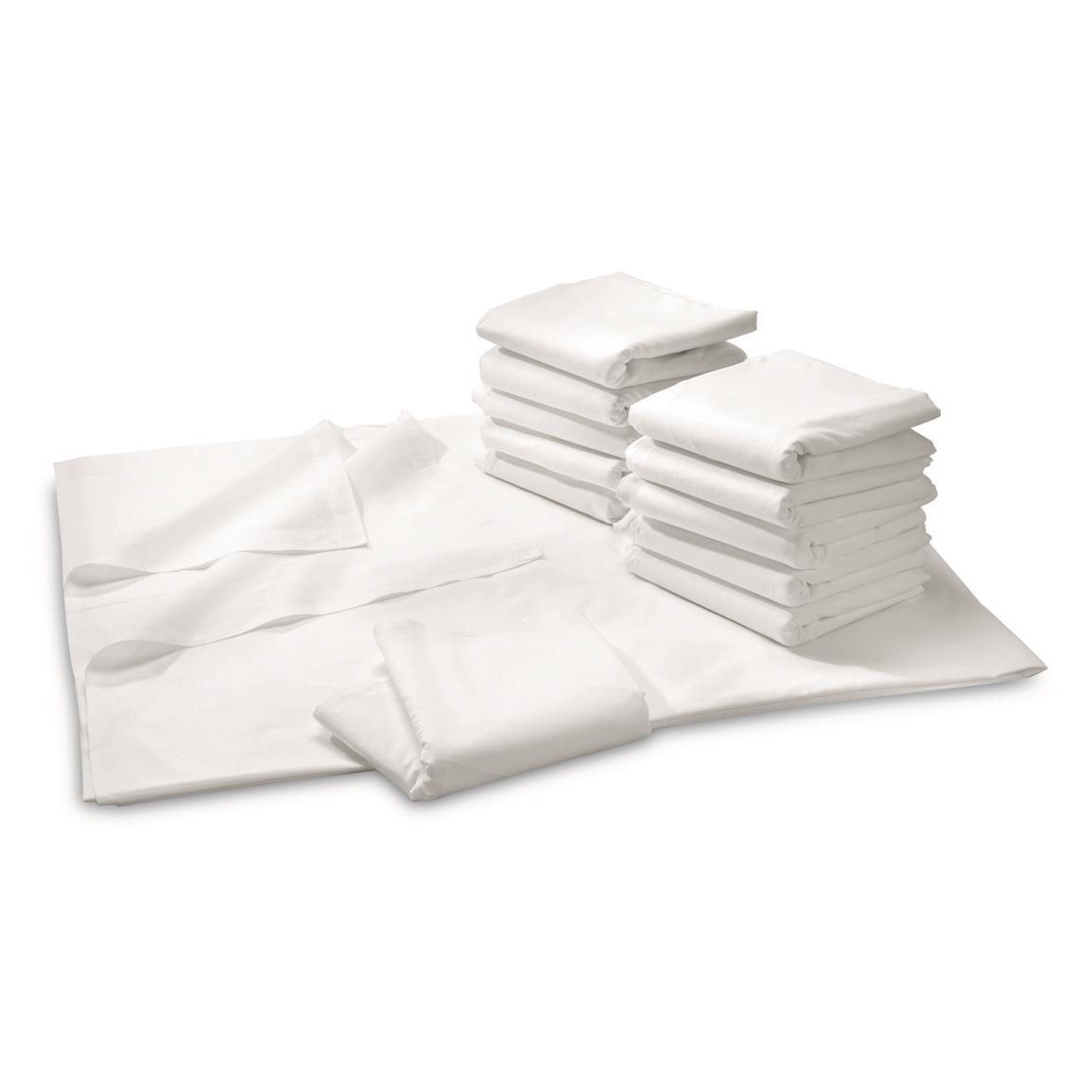 U.S. FEMA Surplus Bed Sheets, 12 Pack, New, White