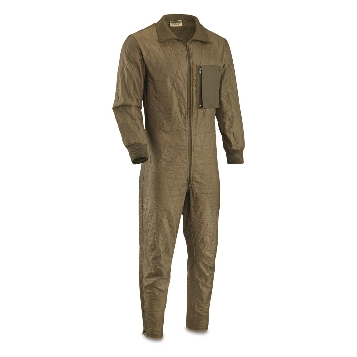 German Military Surplus Quilted Coverall Liner, New, Olive Drab