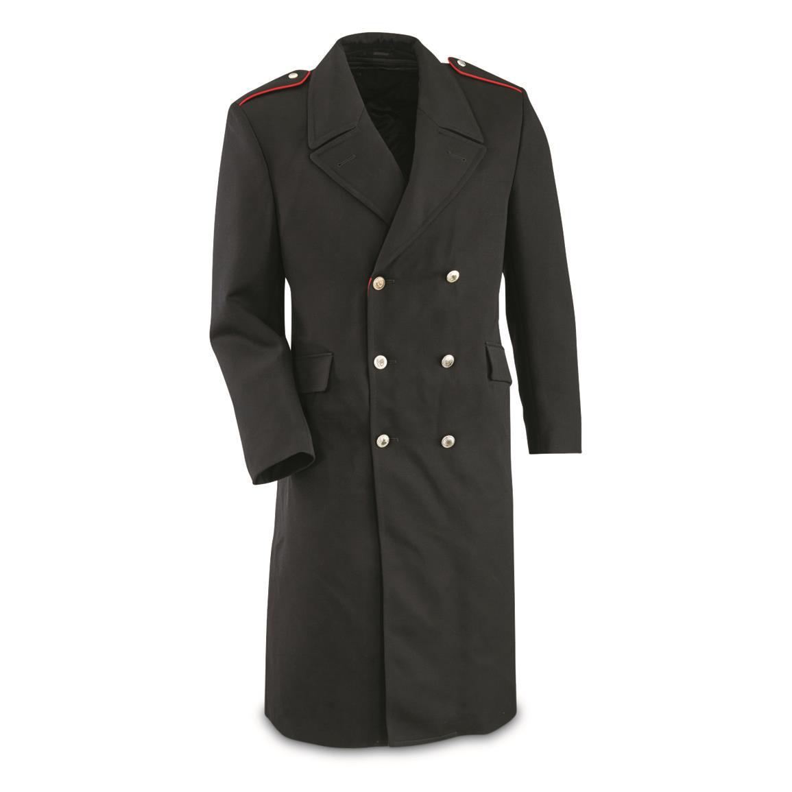 Italian Military Police Surplus Carabinieri Overcoat with Liner, New, Black