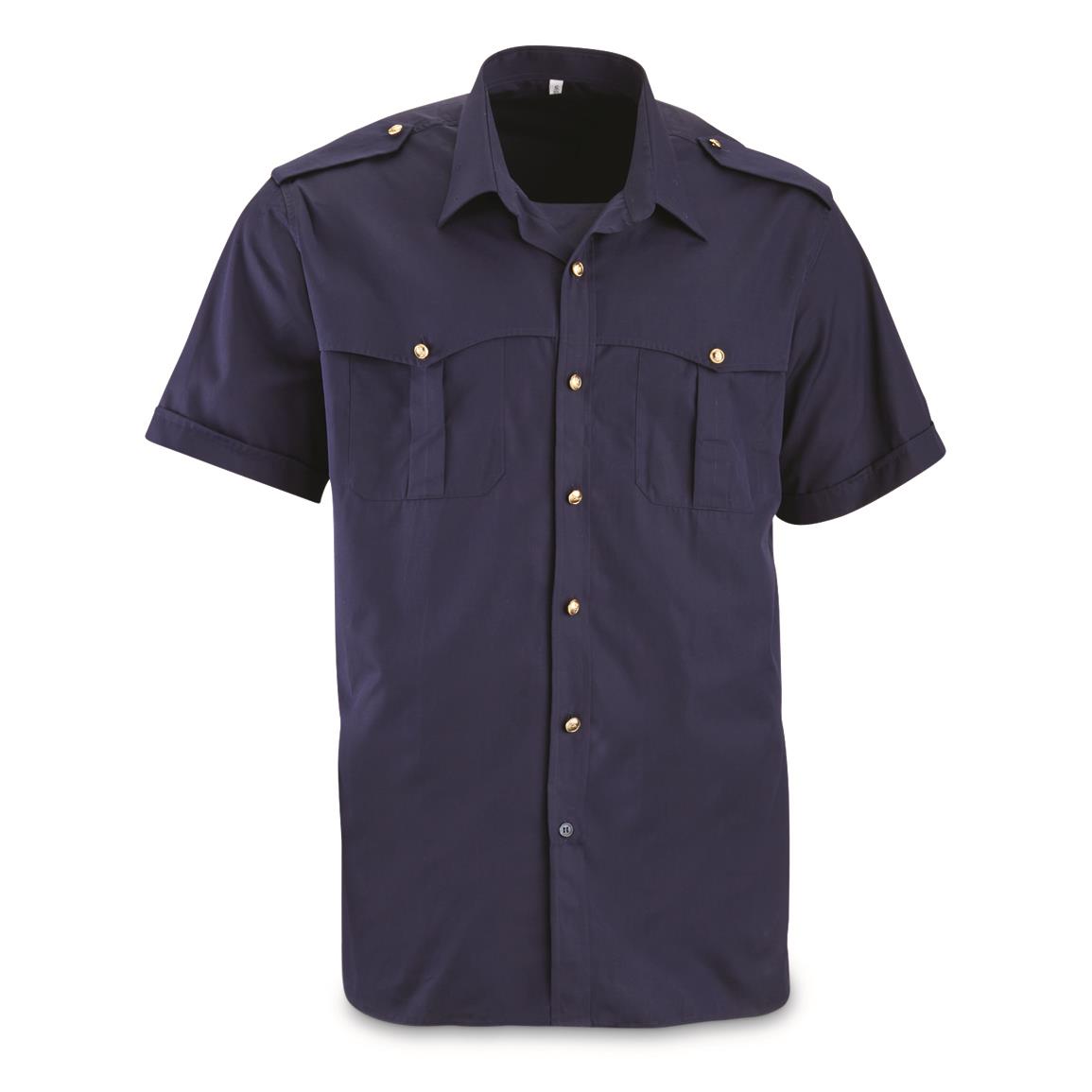 Italian Carabinieri Police Surplus Short Sleeve Uniform Shirts, 3 Pack, New, Navy