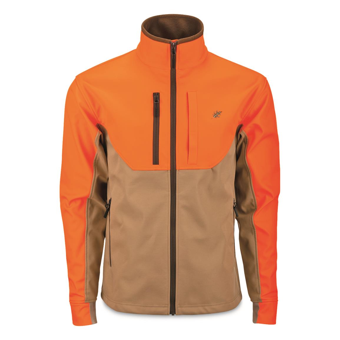 Drake Men's McAlister Upland Tech Softshell Jacket, Blaze Orange/khaki