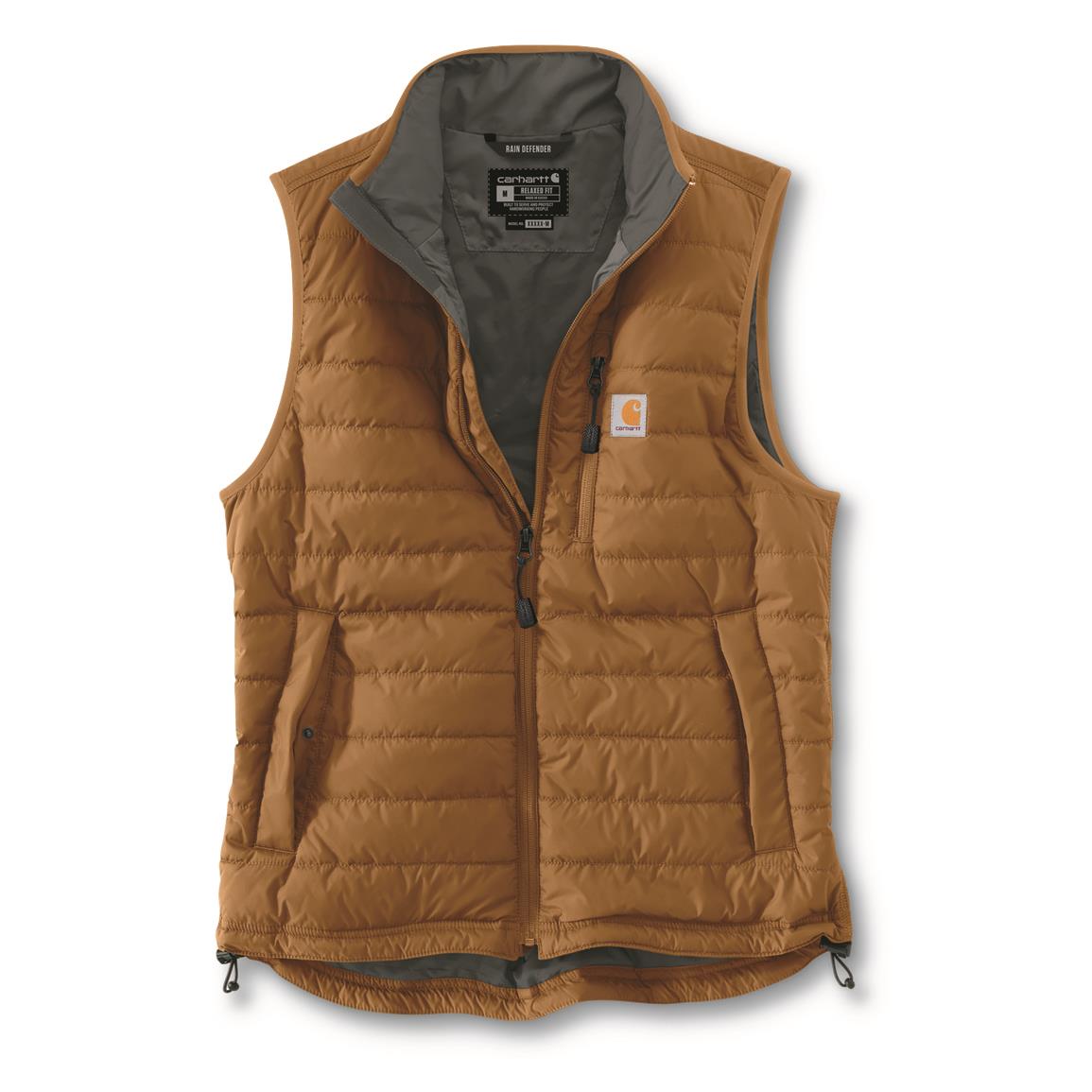 Carhartt Men's Rain Defender Relaxed Fit Lightweight Insulated Vest, Carhartt® Brown