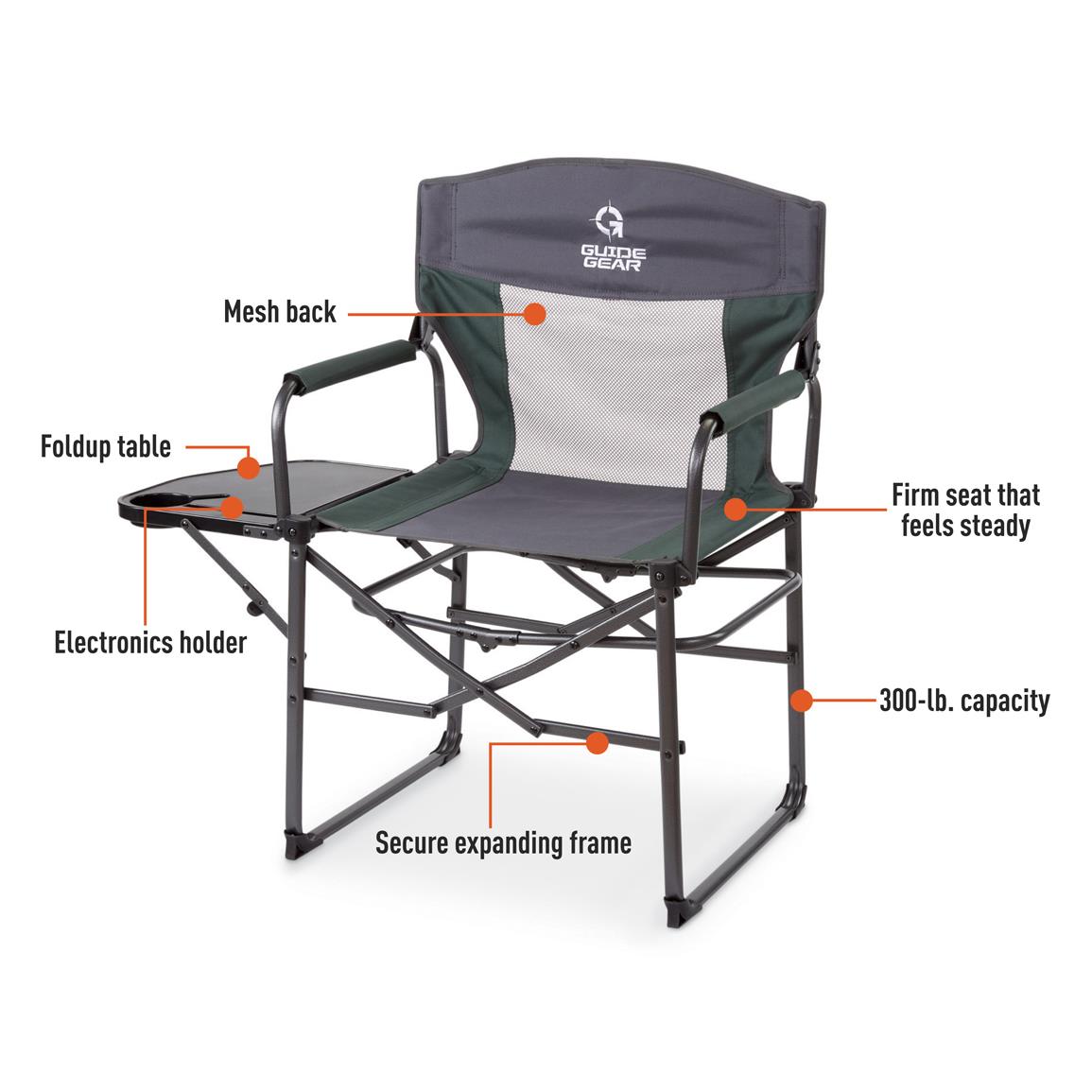 Guide Gear Easy Carry Director's Camp Chair with Mesh Back, 300-lb ...