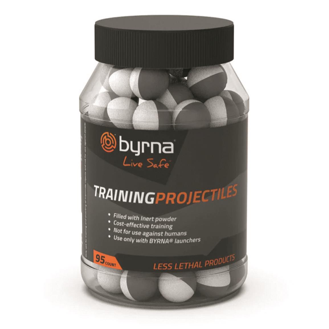 Byrna Projectiles, Pro Training, 95 Count, White/Black