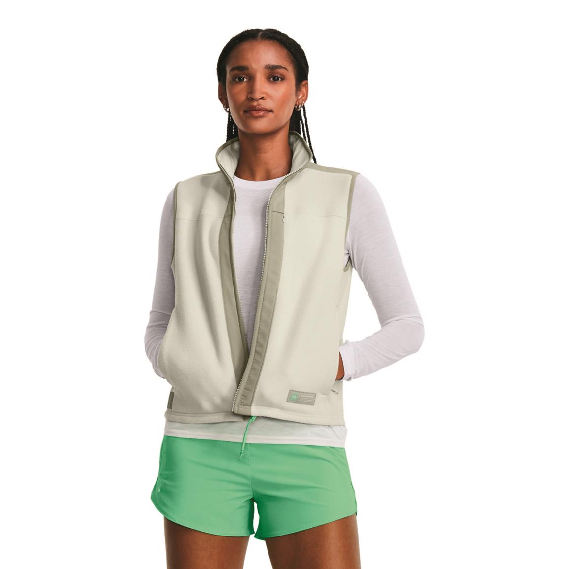 Under Armour Women's Microfleece Maxx Vest, Olive Tint/grove Green/green Screen