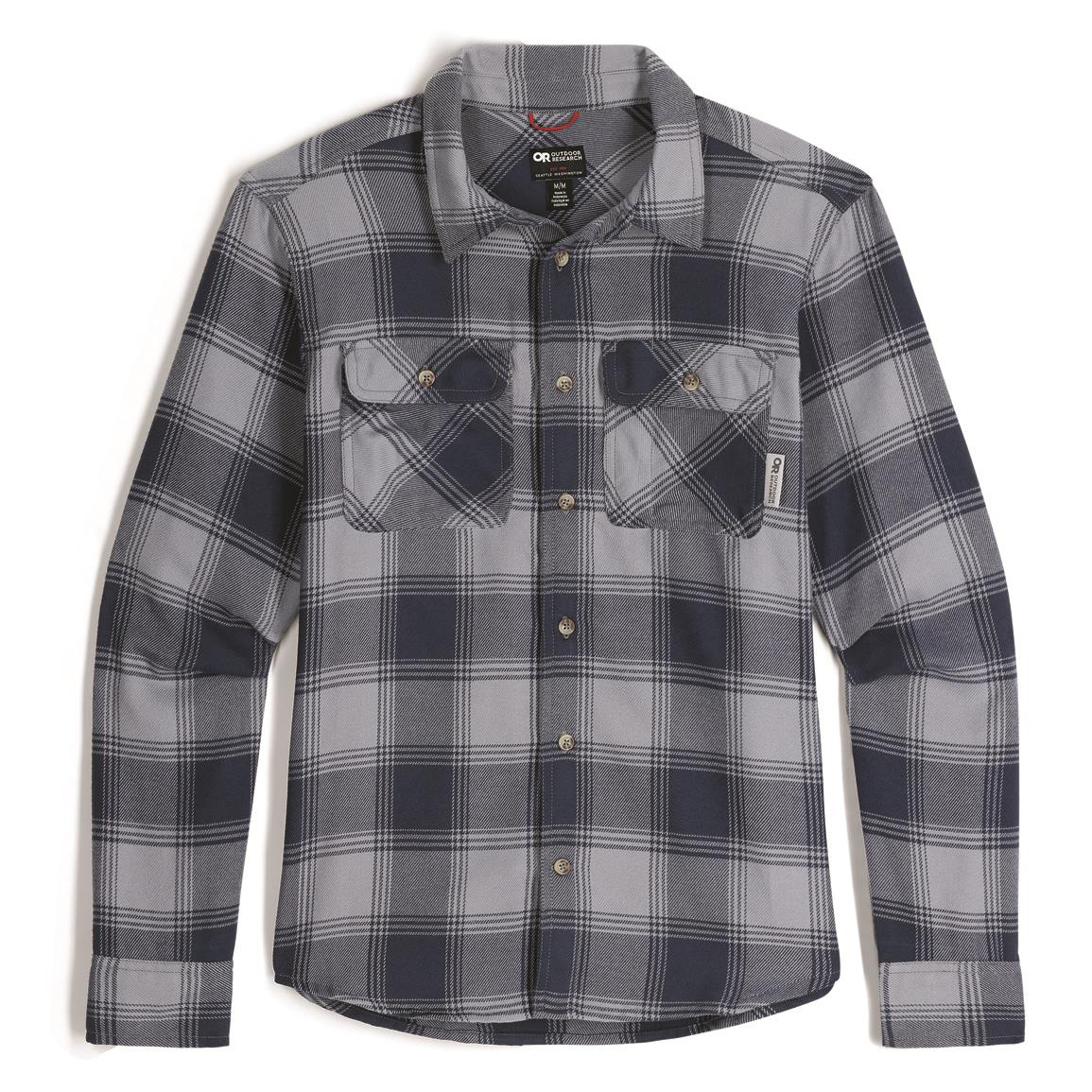Outdoor Research Men's Feedback Flannel Twill Shirt, Slate Plaid