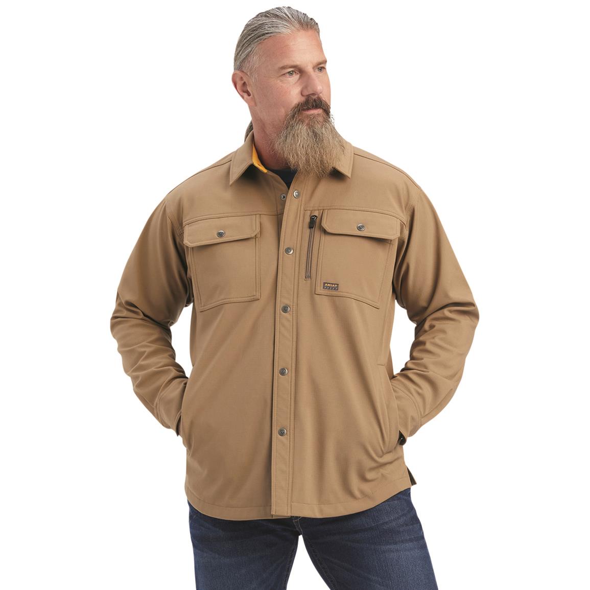 Ariat Men's Rebar DuraStretch Utility Softshell Shirt Jacket, Field Khaki