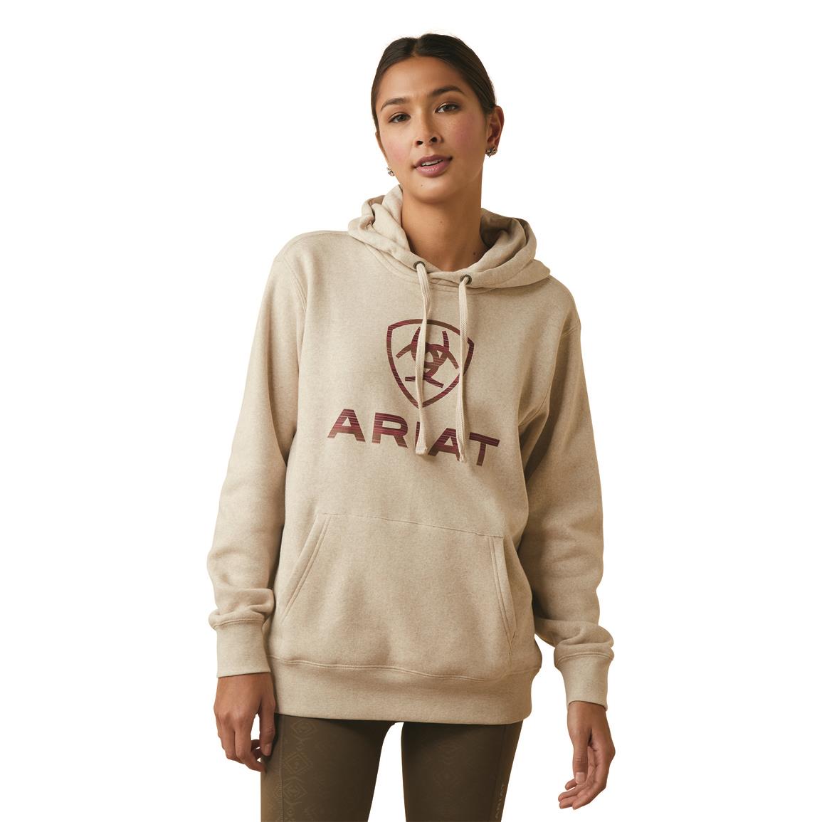 Ariat Women's REAL Ombre Shield Hoodie, Oatmeal Heather