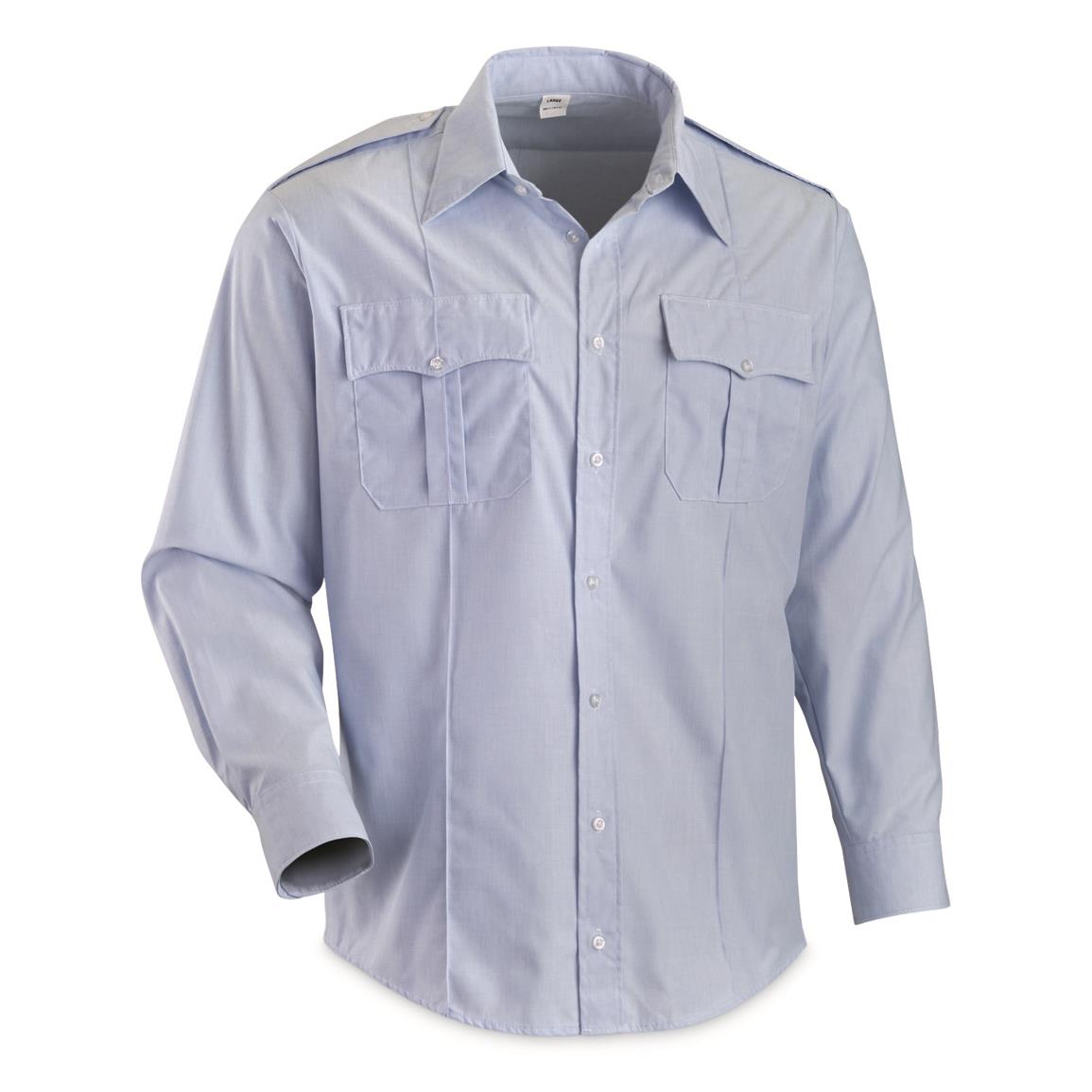 U.S. Police Surplus Long Sleeve Duty Shirts, 3 Pack, New, Light Blue