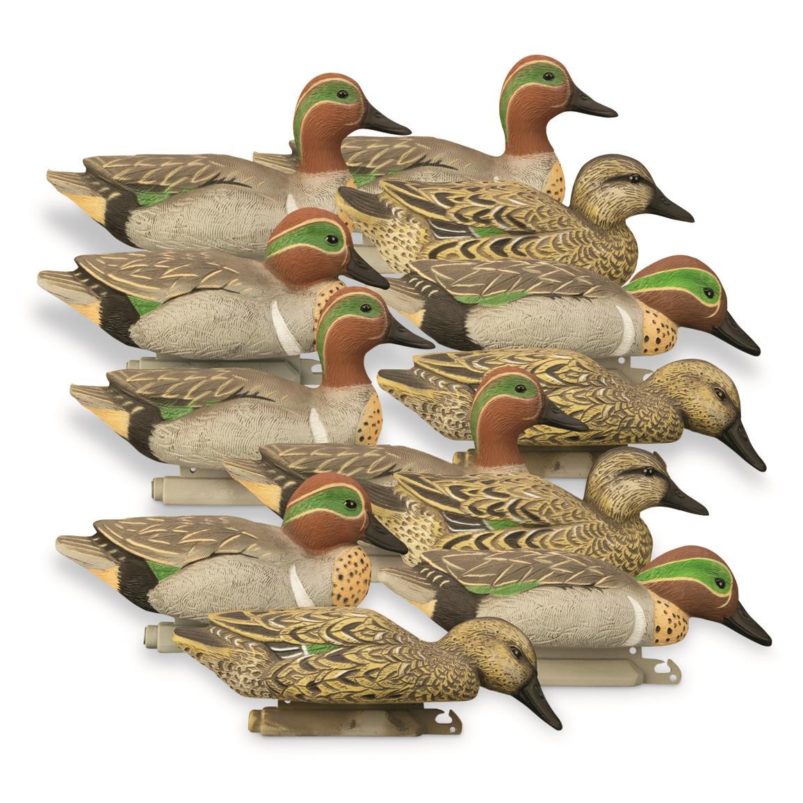Higdon Standard Green Wing Teal Duck Decoys, 12 Pack