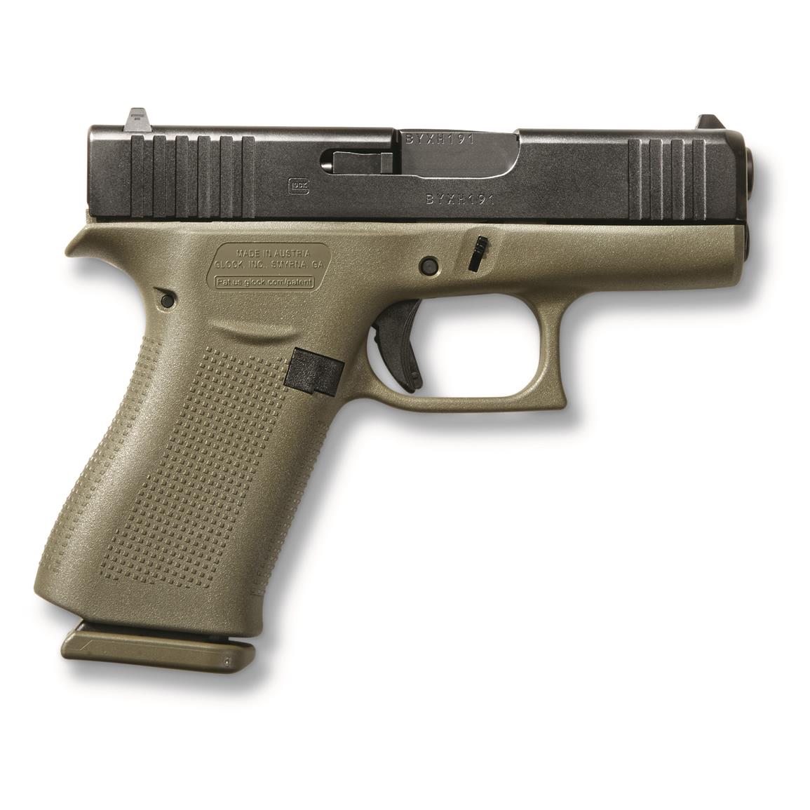 Glock 43X, Semi-automatic, 9mm, 3.41" Barrel, Battlefield Green, 10+1 Rounds