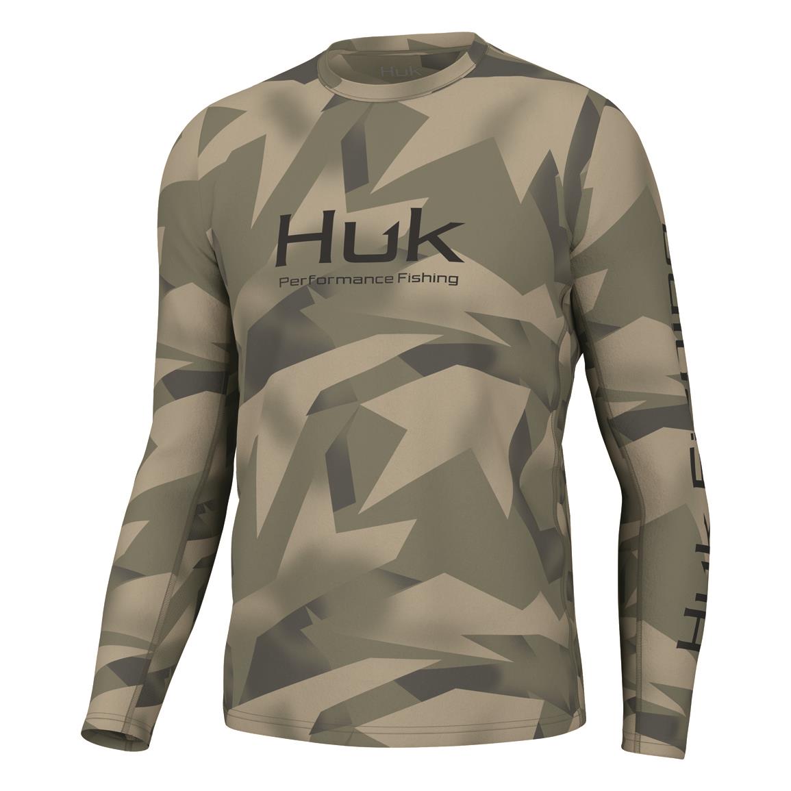 Huk Men's Icon X Geo Spark Long Sleeve Shirt, Moss