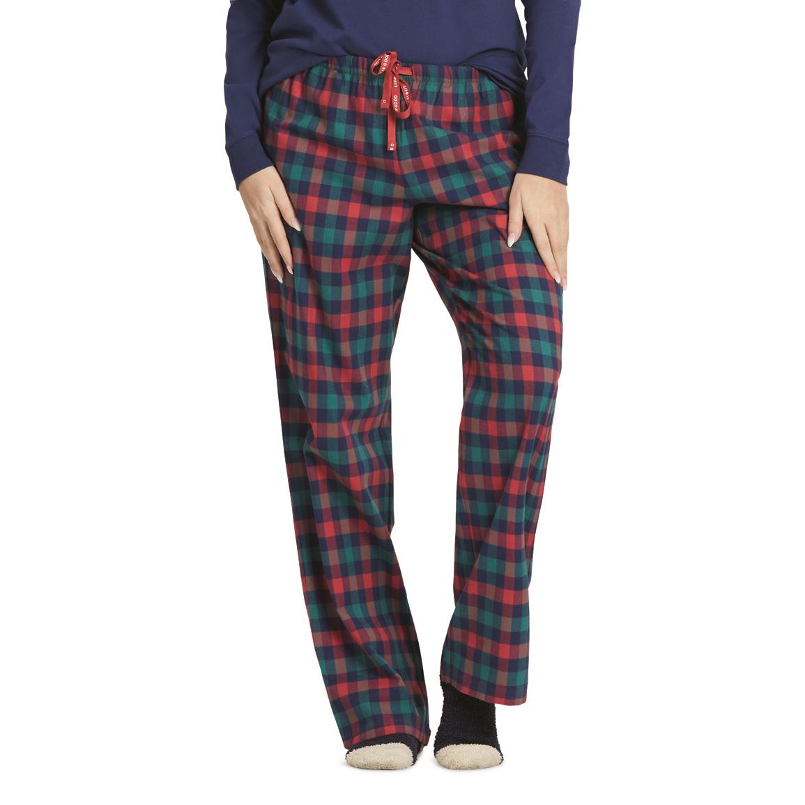 Life Is Good Women's Holiday Red Check Classic Sleep Pants, Faded Red