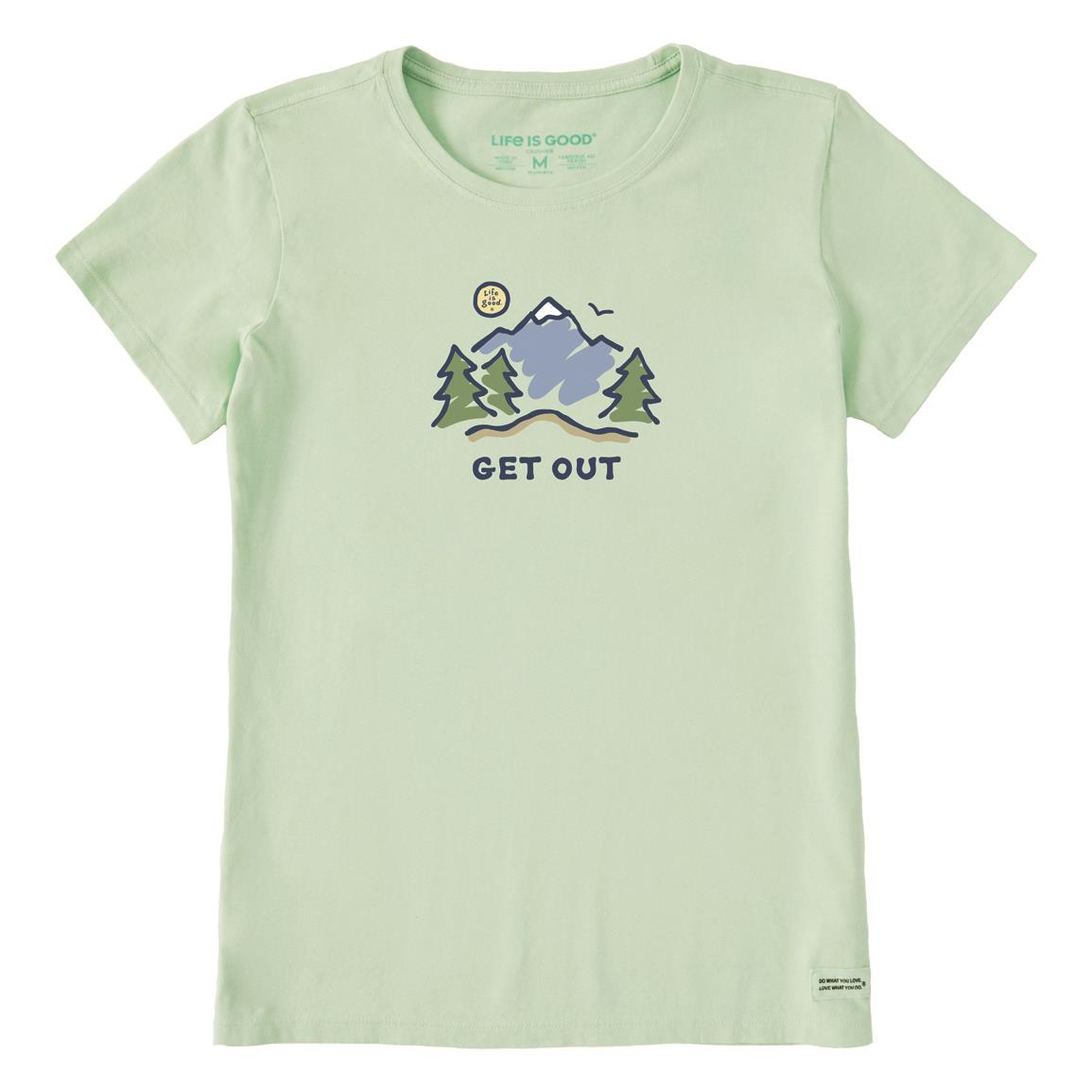 Life is Good Women's Get Out Mountain Short-sleeve Tee, Sage Green