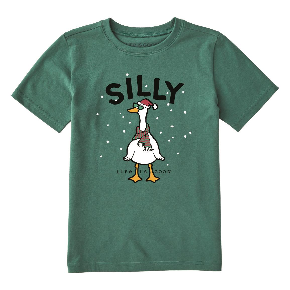 Life Is Good Kid's Silly Goose Crusher Short Sleeve Tee, Spruce Green
