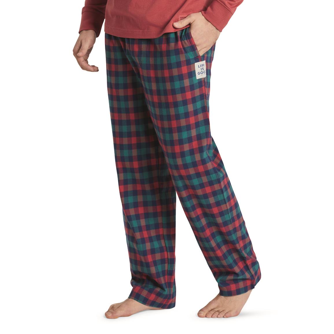 Life Is Good Men's Red Check Classic Sleep Pants, Faded Red