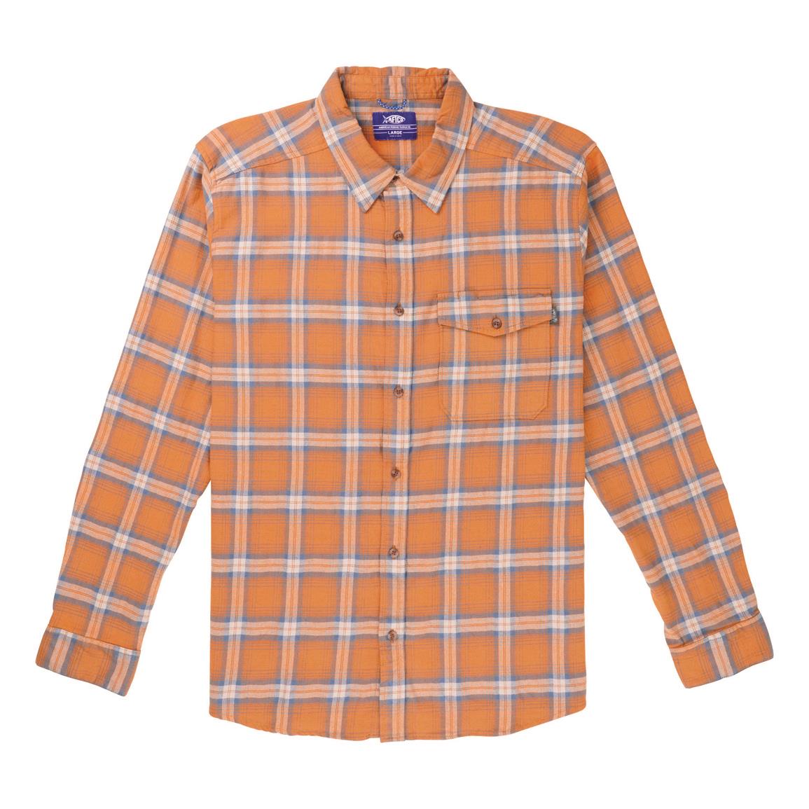 Aftco Men's Lager Long Sleeve Flannel Shirt, Cathaway Spice