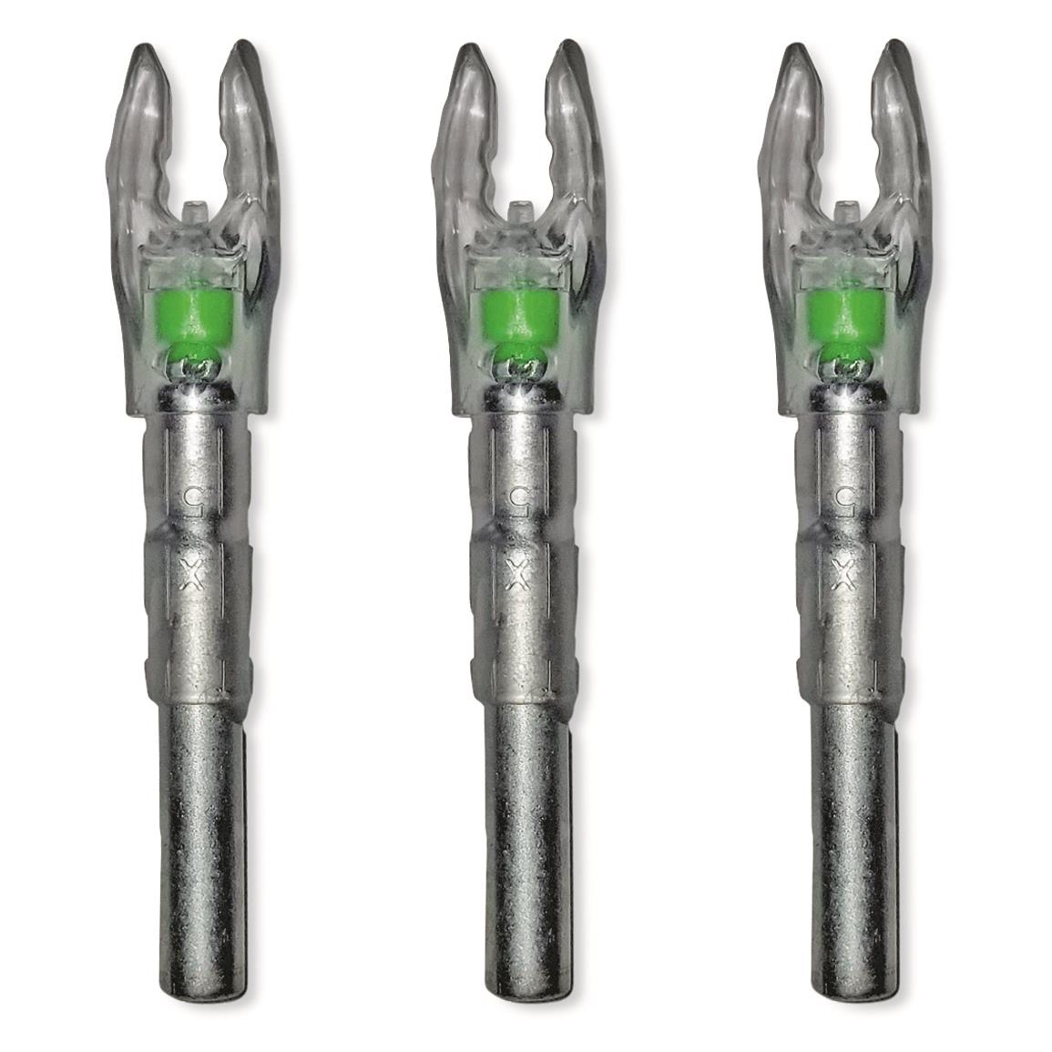 Muzzy Green Lighted Nocks for Carbon Composite Fish Arrows, 3 Pack