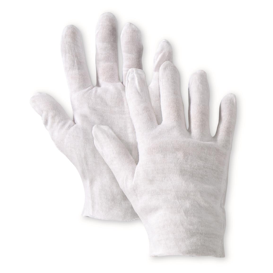 U.S. Municipal Surplus White Cotton Gloves, 24 pairs, New, White