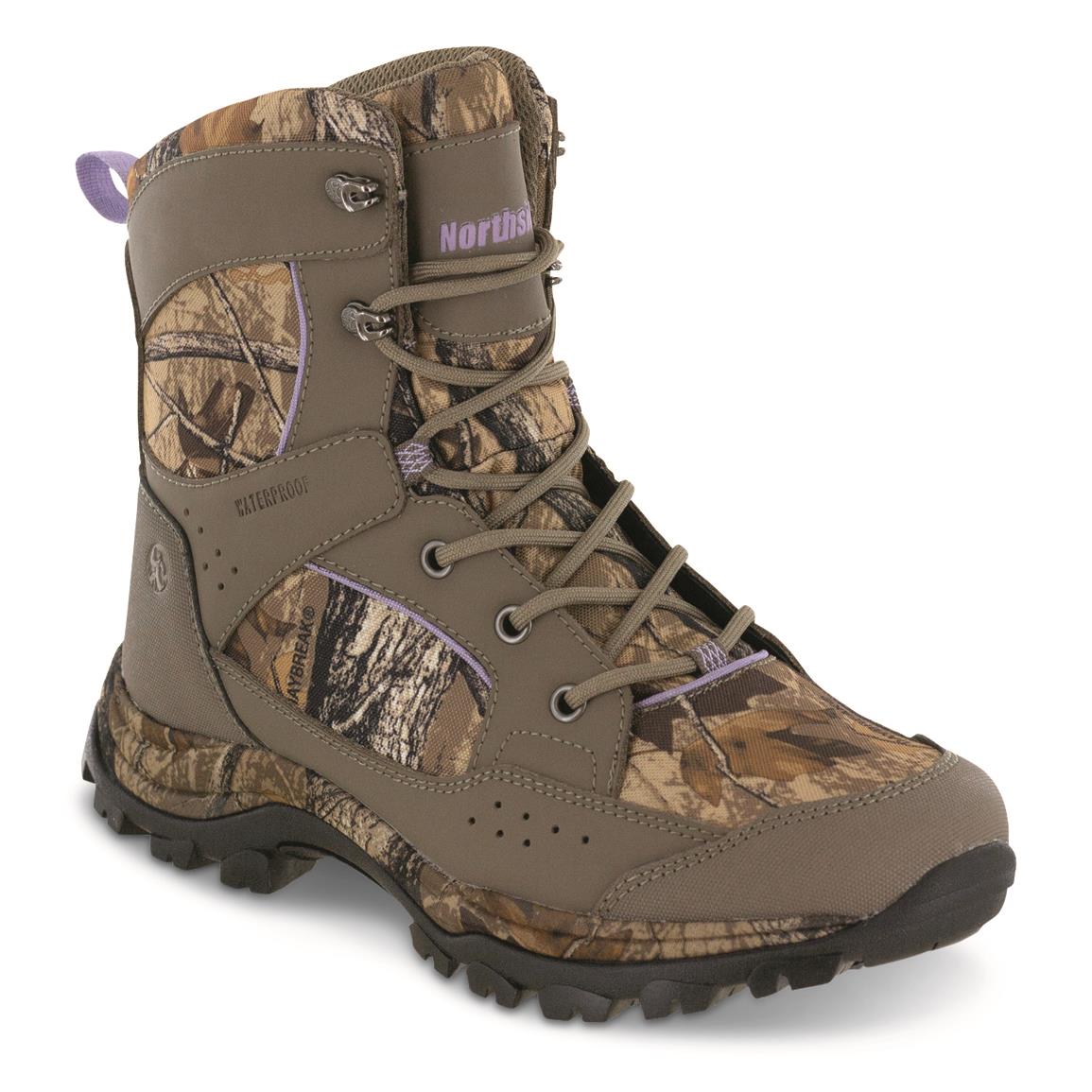 Northside Women's 8.5" Woodbury II Waterproof 800-gram Hunting Boots, Stone/lilac