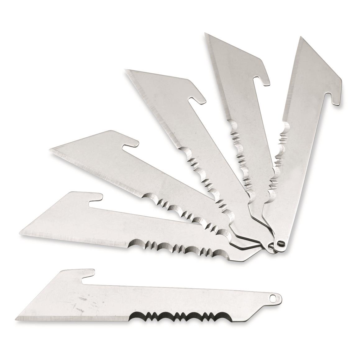 Outdoor Edge 2.5" 50% Serrated Utility Blade Pack, Stainless, 6 Pack