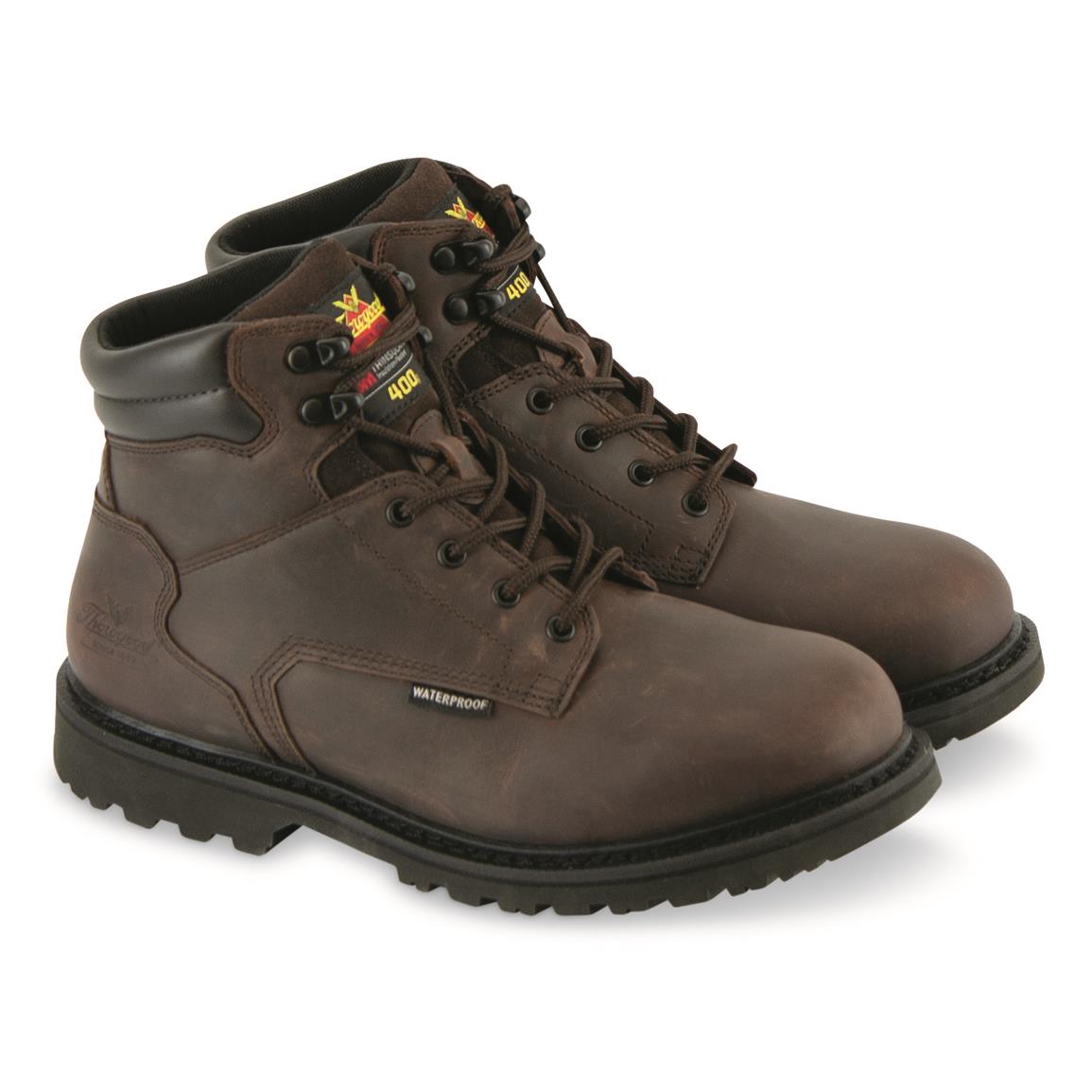 Thorogood V-Series 6" Waterproof Insulated Boots, 400 Gram, Brown