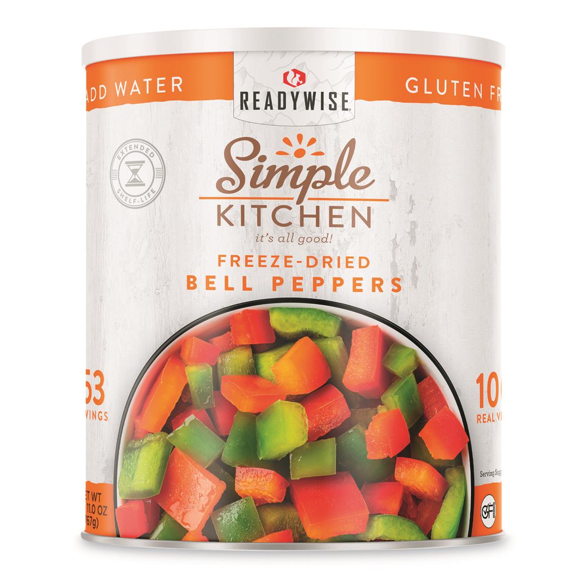 ReadyWise Freeze-Dried Red & Green Bell Peppers, 153 Servings #10 Can