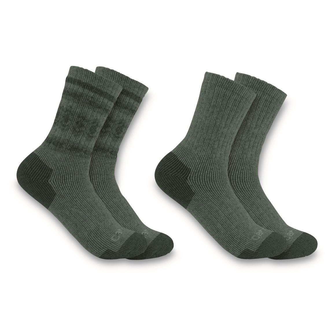 Carhartt Women's Synthetic-Wool Blend Heavyweight Crew Socks, 4 Pairs, Assorted 02