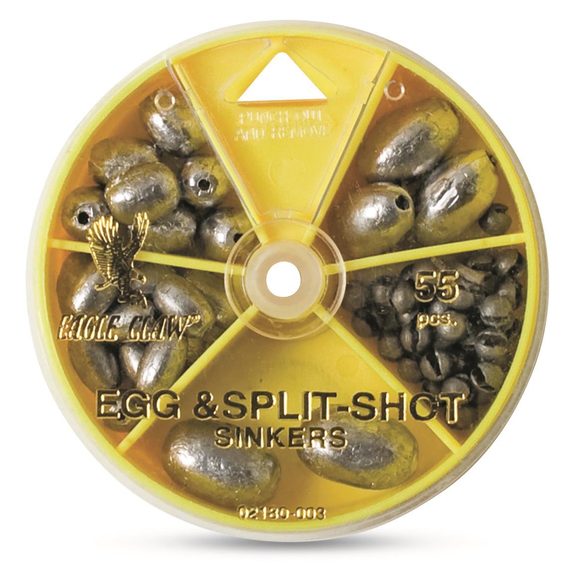 Eagle Claw Egg and Split Shot Sinkers, Assorted Sizes, 55 Pieces - 734349,  Weights at Sportsman's Guide