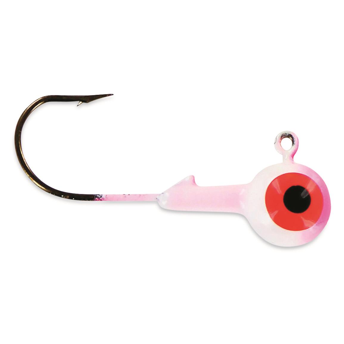 Big Bite Baits Double Eye Round Ball Jigs, 2 Color, Pink/White