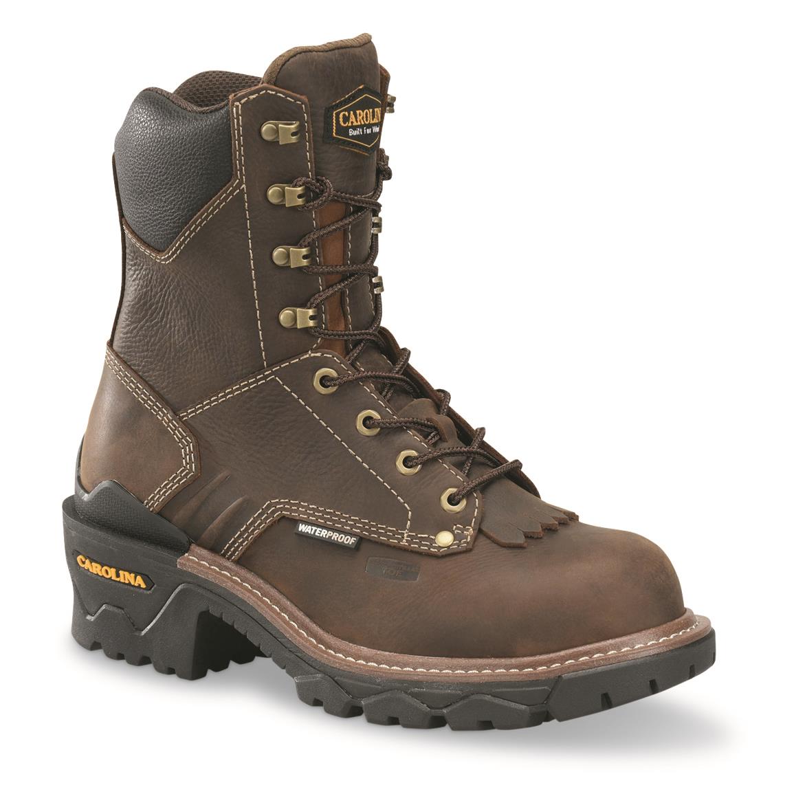 Carolina Men's Capacity 7837 8" Waterproof Composite Toe Logger Work Boots, Brown