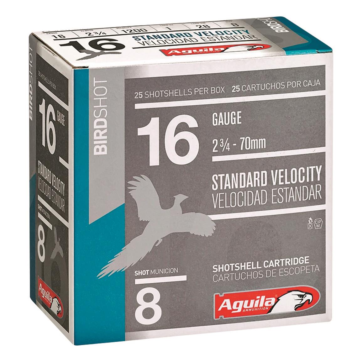 Aguila Standard Velocity Birdshot, 16 Gauge, 2 3/4", 1 oz., 25 Rounds