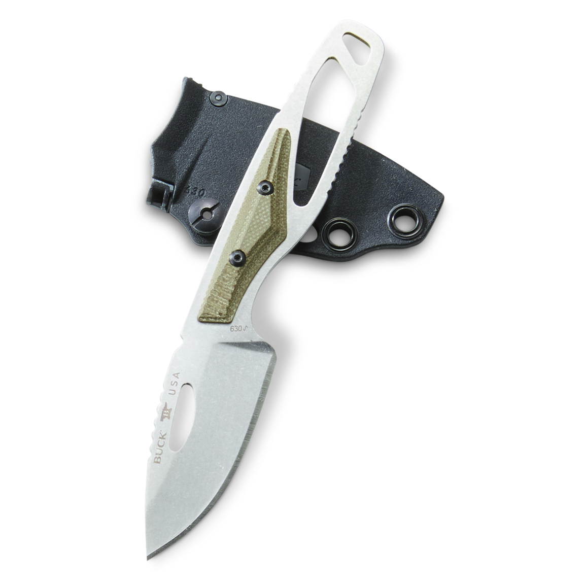 Buck Knives 630 Paklite Hide Pro Knife, Olive Drab Micarta