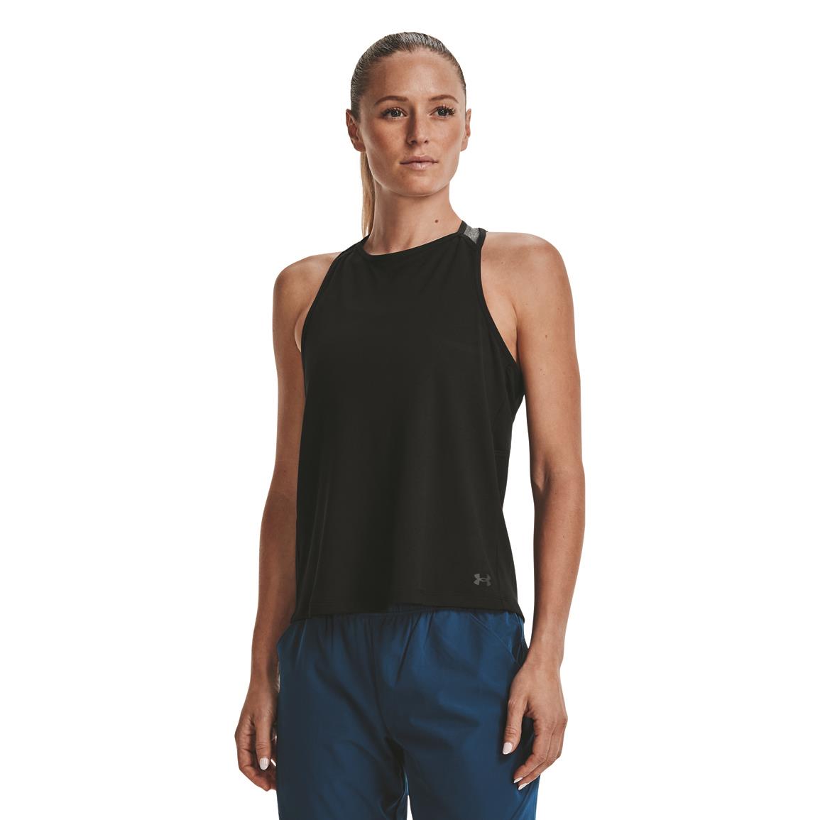 Under Armour Women's Iso-Chill Strappy Tank Top, Black/ Jet Gray
