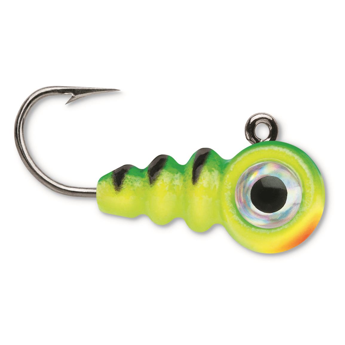 VMC 1/16 oz Glow Fire Tiger Tungsten Larv Eye Jig