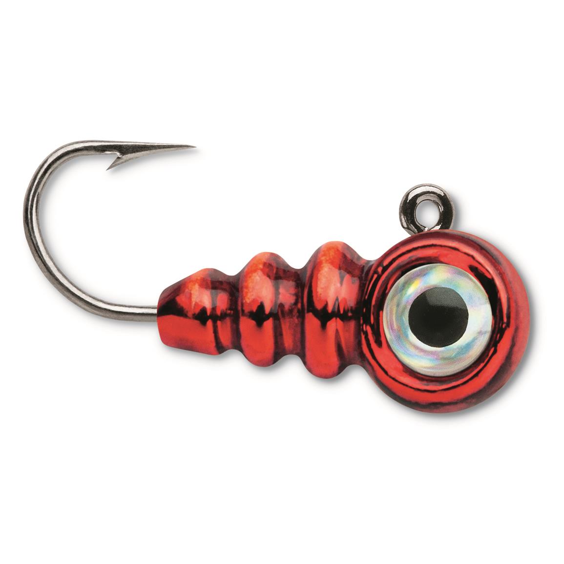 VMC Tungsten Larv Eye Jig, Glow Metallic Red