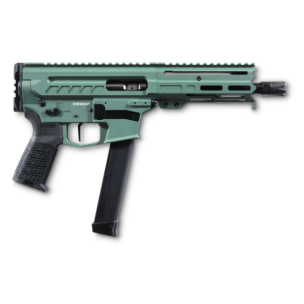 CMMG Dissent MkGs AR-style Pistol, Semi-auto, 9mm, 6.5" BBL, Charcoal Green, 33+1, Glock Mags