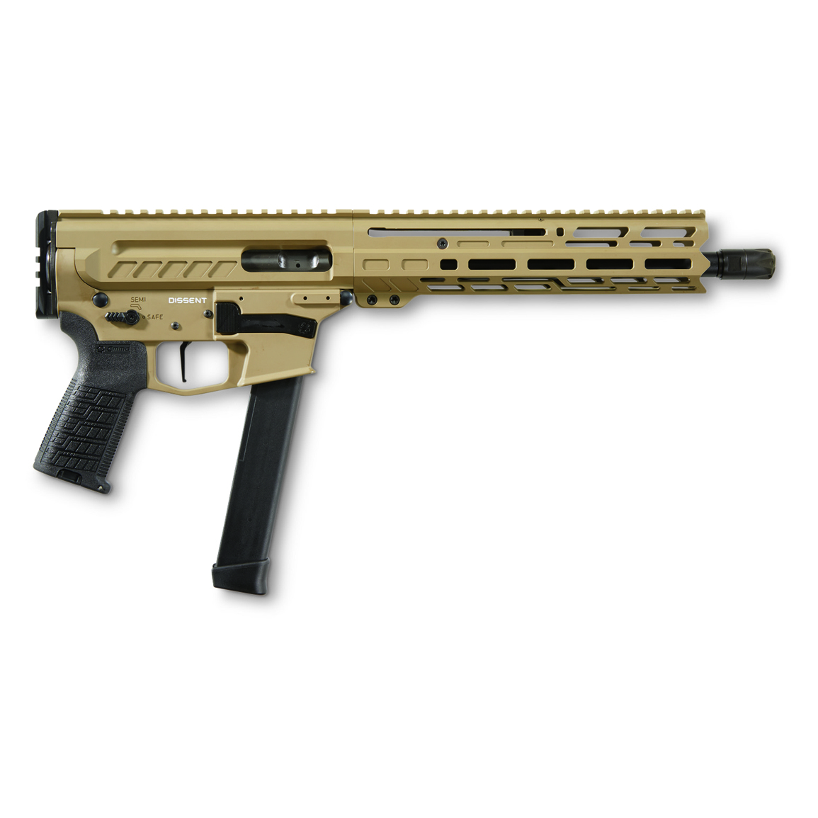 CMMG Dissent MkGs AR-style Pistol, Semi-auto, 9mm, 10.5" BBL, Coyote Tan,  33+1, Glock Mags