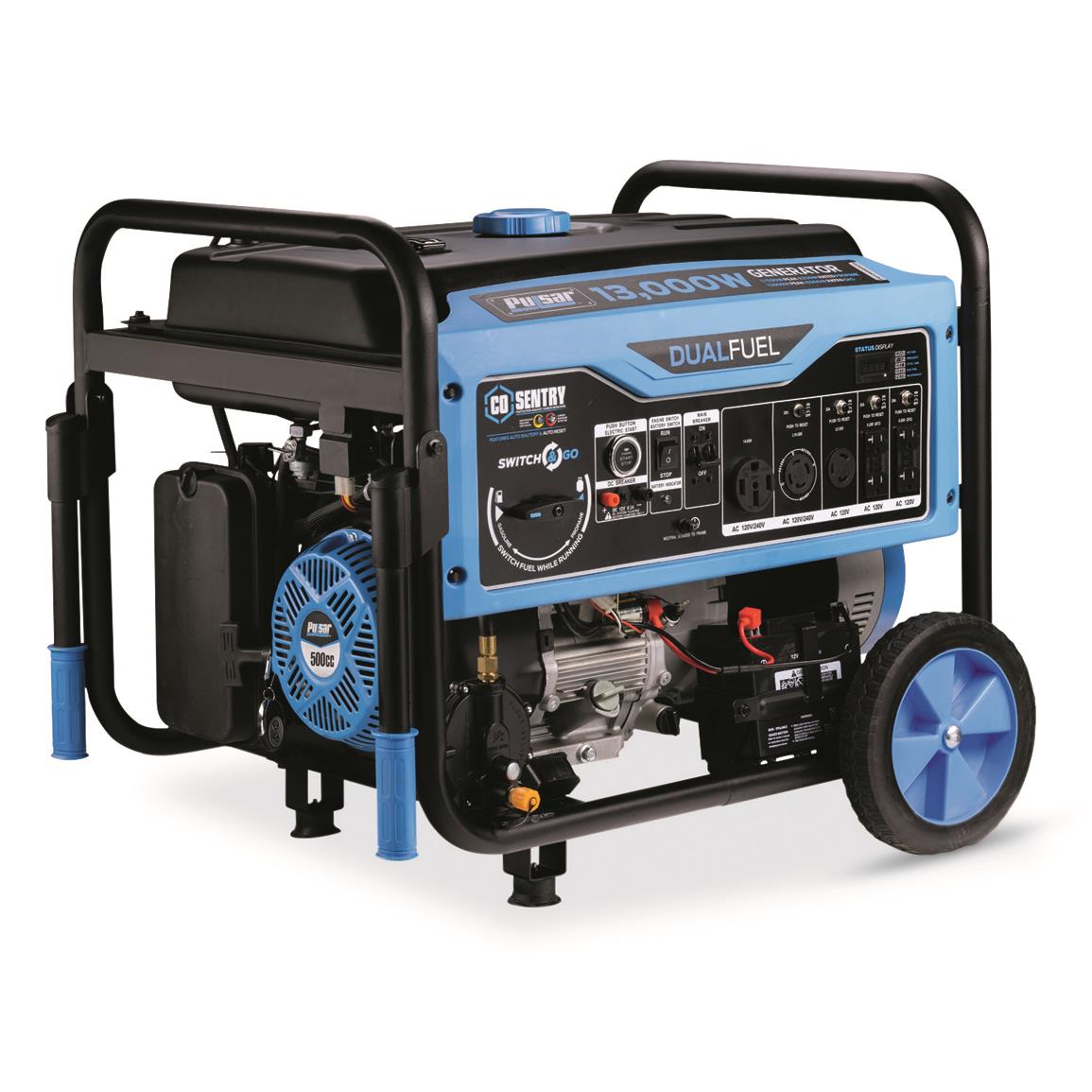 Pulsar 13,000W Dual Fuel Generator with Recoil, Remote and Push Button Stat and CO Alert