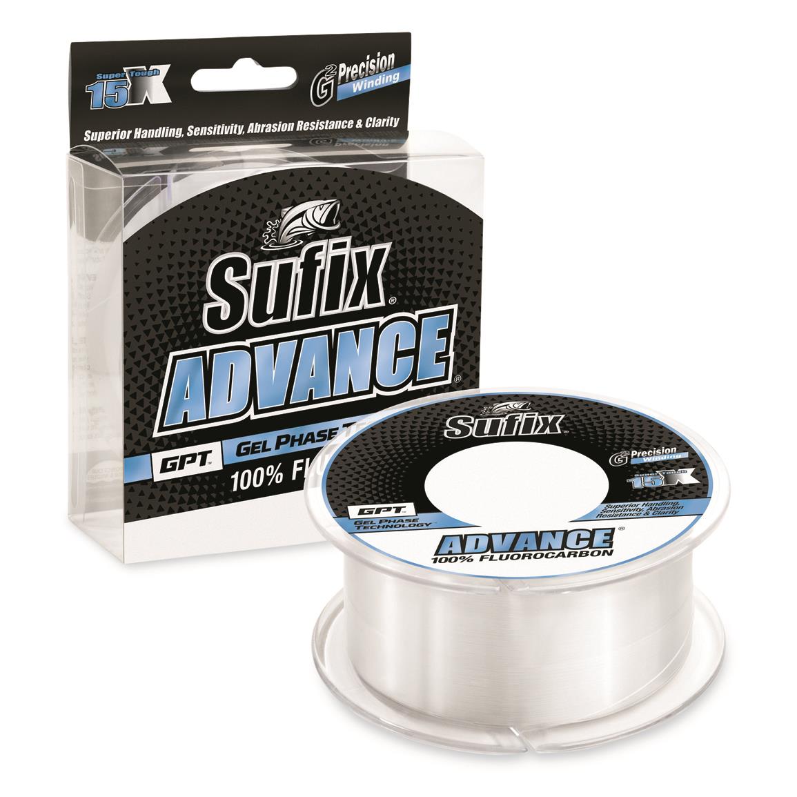 Sufix Advance Fluorocarbon with Gel Phase Technology, 200 Yard Spool, Clear
