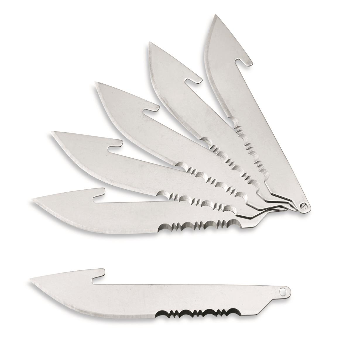 Outdoor Edge 3" Half Serrated Drop-point Blade Pack, Stainless, 6 Pack