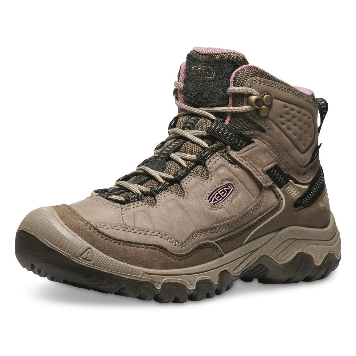 KEEN Women's Targhee IV Mid Waterproof Hiking Boots, Brindle/nostalgia Rose