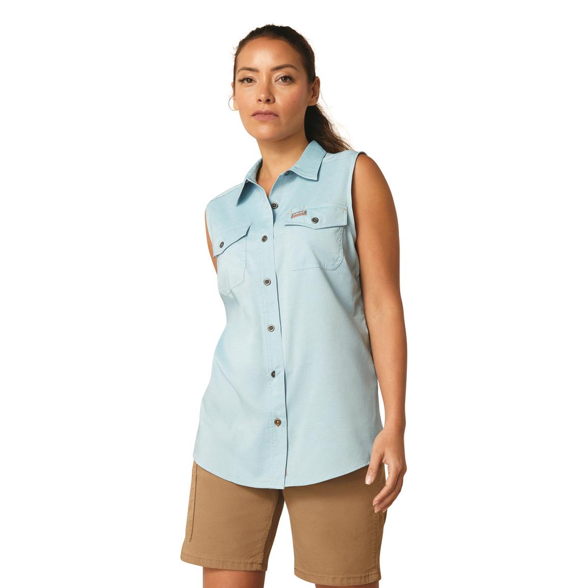 Ariat Women's Rebar Made Tough VentTEK DuraStretch Sleeveless Work Shirt, Bluejay Heather