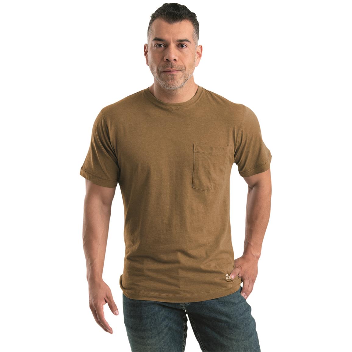 Berne Men's Performance Short Sleeve Pocket T-Shirt, Brown