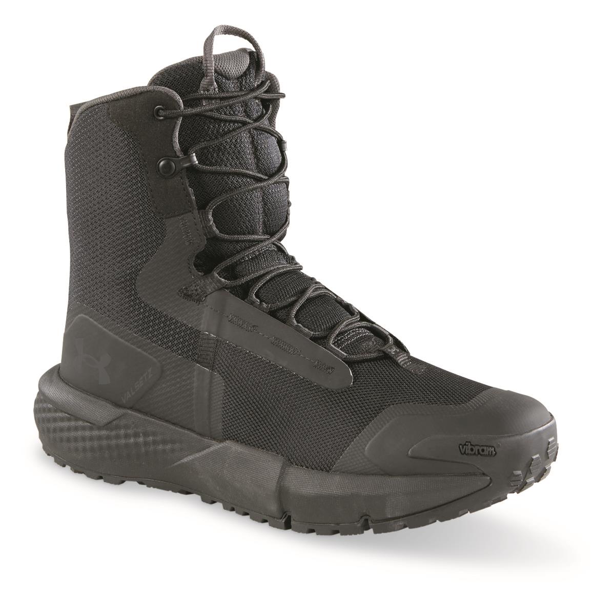 Under Armour Charged Valsetz Side Zip Tactical Boots for Men, Black/black/jet Gray