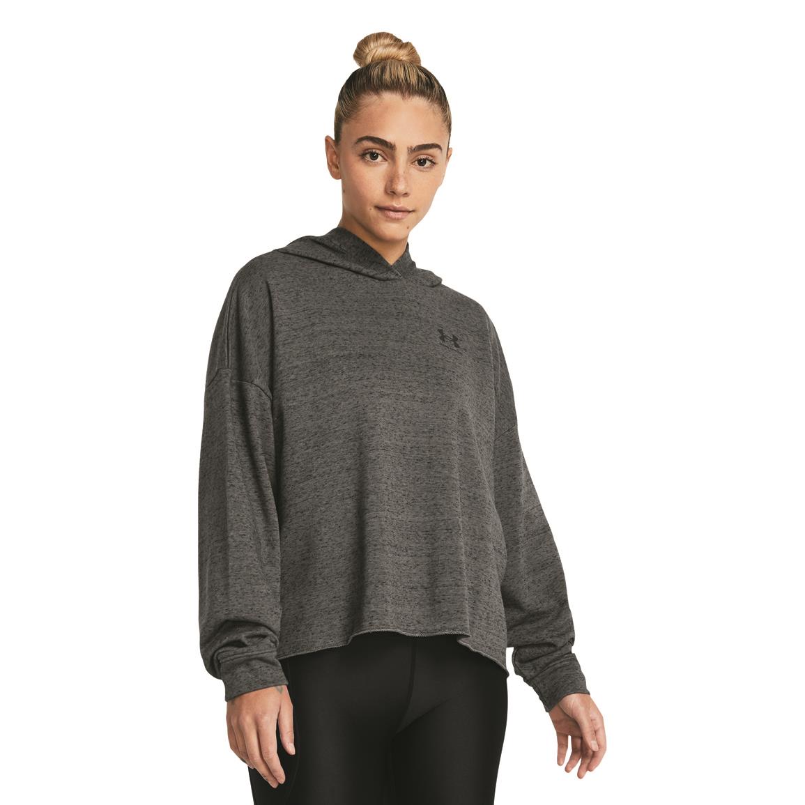 Under Armour Women's Rival Terry OS Hoodie, Castlerock Full Heather/black