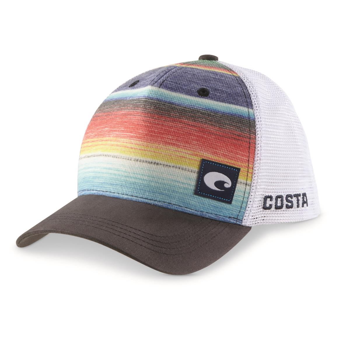 Costa Baja Stripe Trucker Hat, Blue