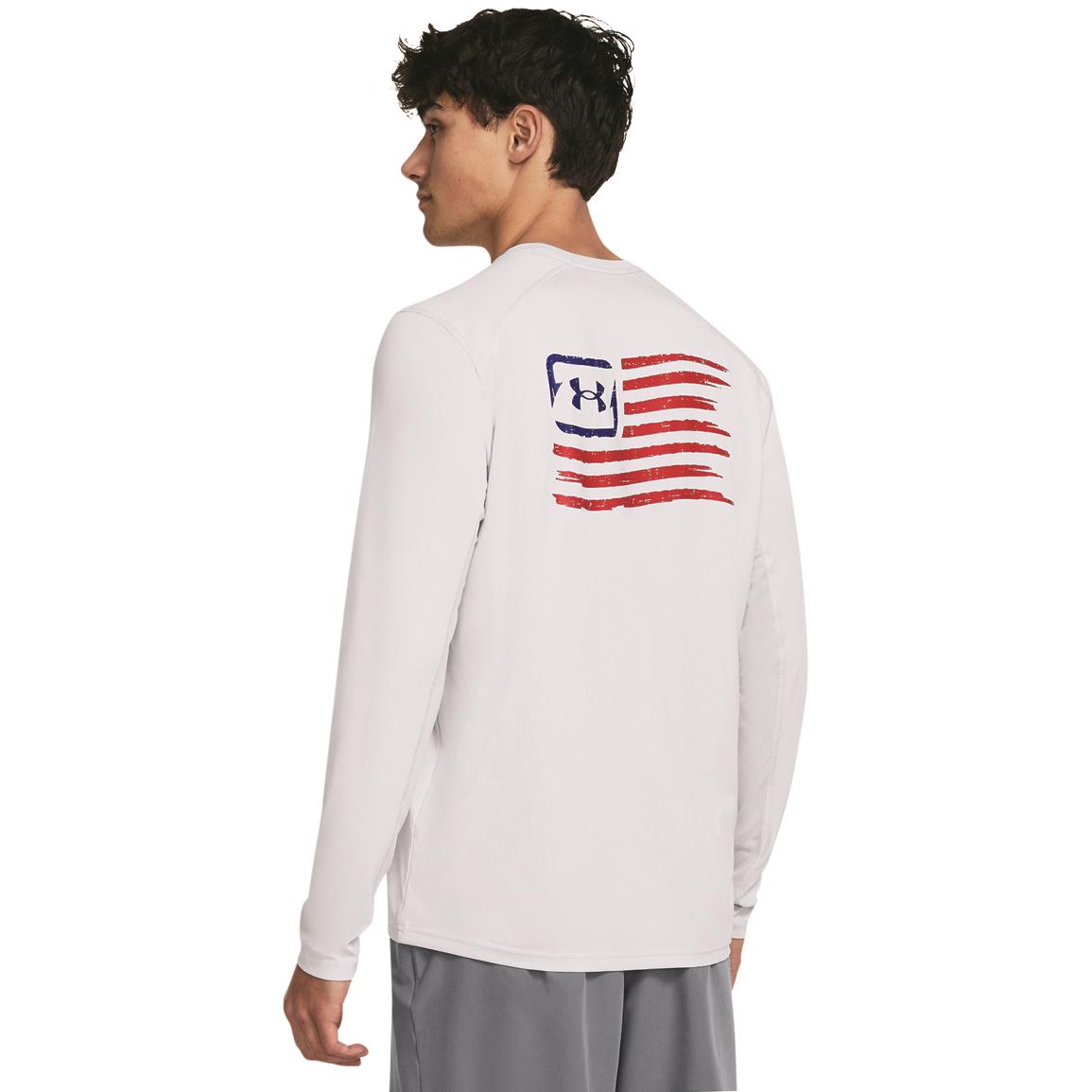 Under Armour Iso-Chill Freedom Long Sleeve Tee, Halo Gray/red/royal