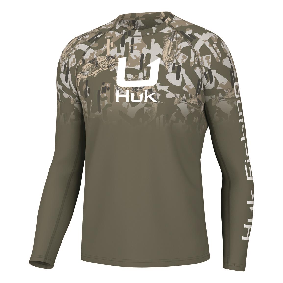 Huk KC Icon Apex Vert Fade Long Sleeve Shirt, Moss